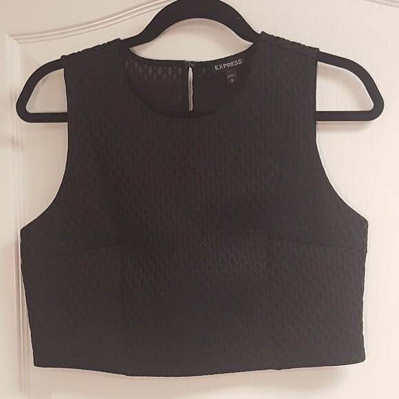 Express Black Mesh Crop Top - Picture 1 of 5